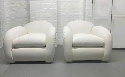 Pair Art Deco Lounge Chairs with Matching Ottoman