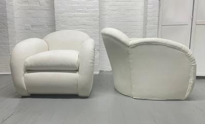 Pair Art Deco Lounge Chairs with Matching Ottoman