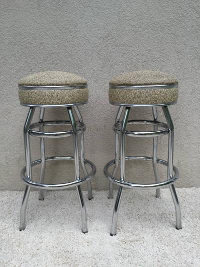 Pair Art Deco Swivel Bar Stools