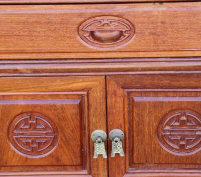 Pair Asian Rosewood Chinosarie Nightstands Side Tables