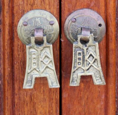 Pair Asian Rosewood Chinosarie Nightstands Side Tables
