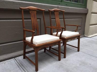 Pair Asian Style Hardwood Side Chairs