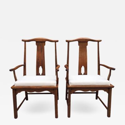 Pair Asian Style Hardwood Side Chairs