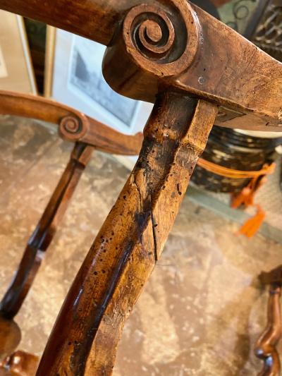 Pair Baroque Carved Walnut Side Chairs