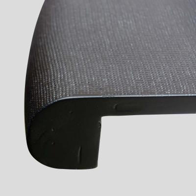 Pair Black lacquer demi lune consoles tables or dining table