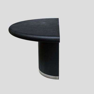 Pair Black lacquer demi lune consoles tables or dining table