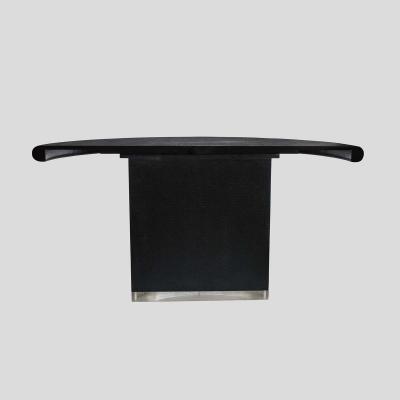 Pair Black lacquer demi lune consoles tables or dining table
