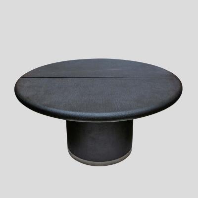 Pair Black lacquer demi lune consoles tables or dining table