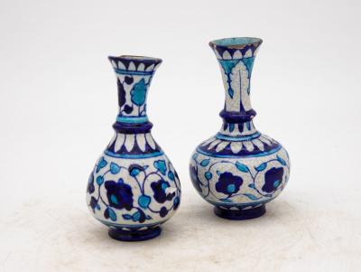 Pair Blue and Turquoise Iznik Vases Late 19th Century