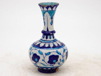 Pair Blue and Turquoise Iznik Vases Late 19th Century