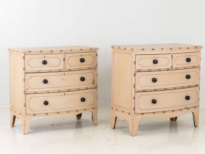 Pair Bowfront French Faux Bamboo Dressers