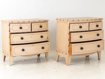Pair Bowfront French Faux Bamboo Dressers