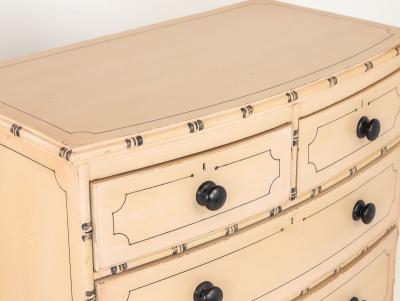 Pair Bowfront French Faux Bamboo Dressers