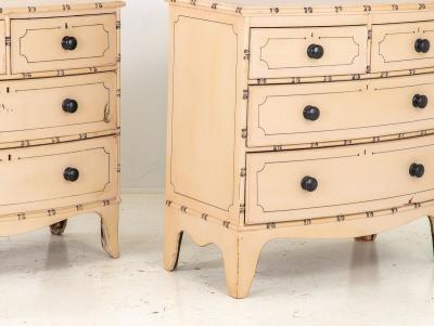 Pair Bowfront French Faux Bamboo Dressers