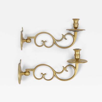 Pair Brass English Wall Sconces 18th Century