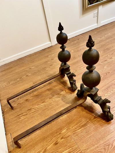 Pair Bronze Andirons