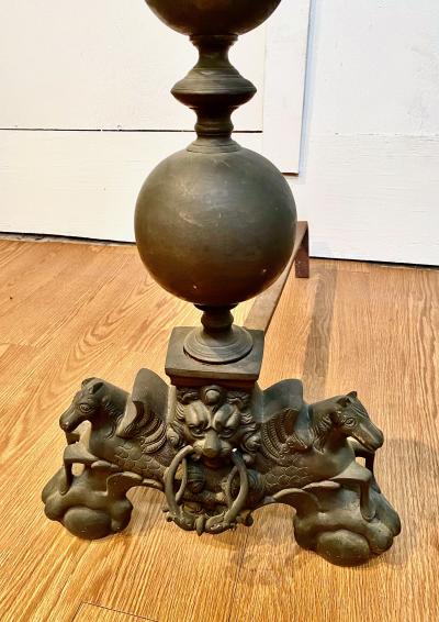 Pair Bronze Andirons