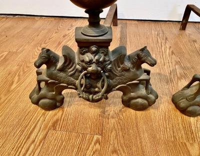 Pair Bronze Andirons