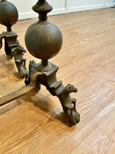 Pair Bronze Andirons