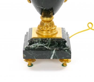 Pair Bronze Mounted Antico Verde Marble Urn Form Table Lamps French 19th Cent