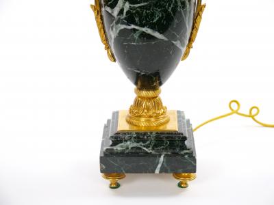 Pair Bronze Mounted Antico Verde Marble Urn Form Table Lamps French 19th Cent