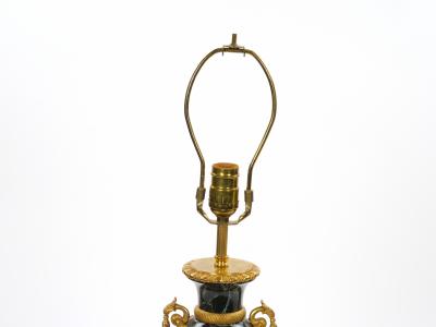 Pair Bronze Mounted Antico Verde Marble Urn Form Table Lamps French 19th Cent