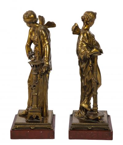 Pair Bronze Neo Classical Women