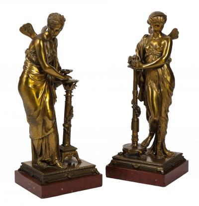 Pair Bronze Neo Classical Women