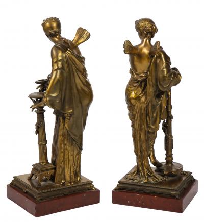 Pair Bronze Neo Classical Women