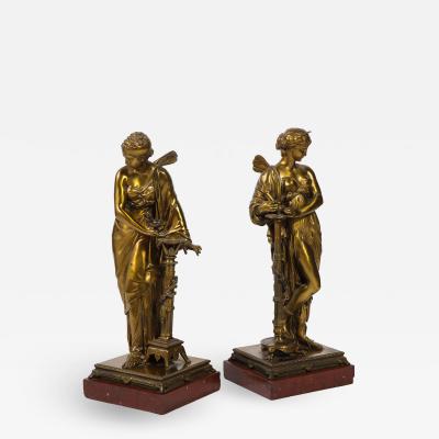 Pair Bronze Neo Classical Women