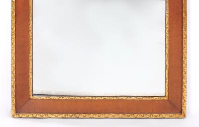 Pair Burlwood Framed Top Details Hanging Wall Mirror