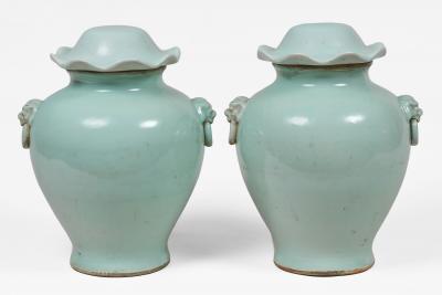 Pair Chinese Celadon Vases with Lids
