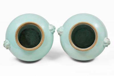 Pair Chinese Celadon Vases with Lids