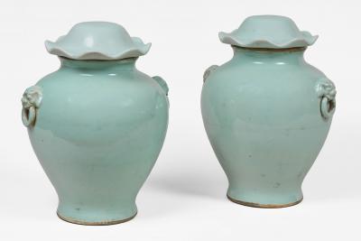 Pair Chinese Celadon Vases with Lids