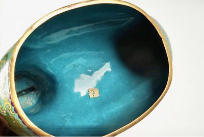 Pair Chinese Cloisonne Chicken Form Covered Boxes