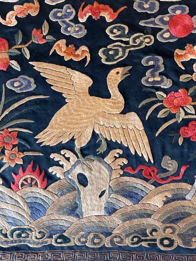 Pair Chinese Embroidered Fourth Rank Badges Qing Dynasty