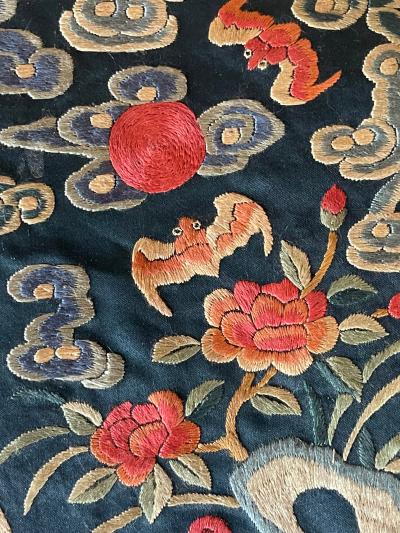 Pair Chinese Embroidered Fourth Rank Badges Qing Dynasty