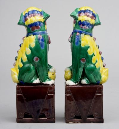 Pair Chinese Multicolored Foo Dogs