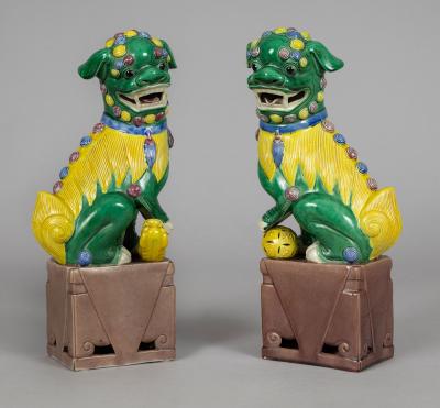 Pair Chinese Porcelain Foo Dogs