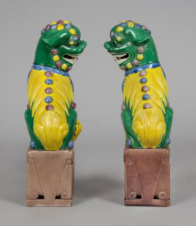 Pair Chinese Porcelain Foo Dogs