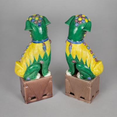 Pair Chinese Porcelain Foo Dogs