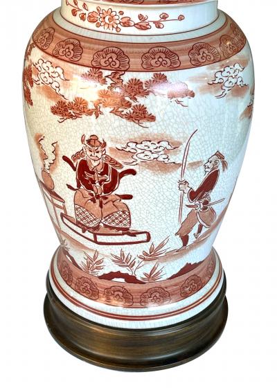 Pair Chinese Porcelain Ginger Jar Lamps with Iron Red Decoration