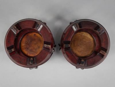 Pair Chinese Rosewood Barrel Form Display Stands