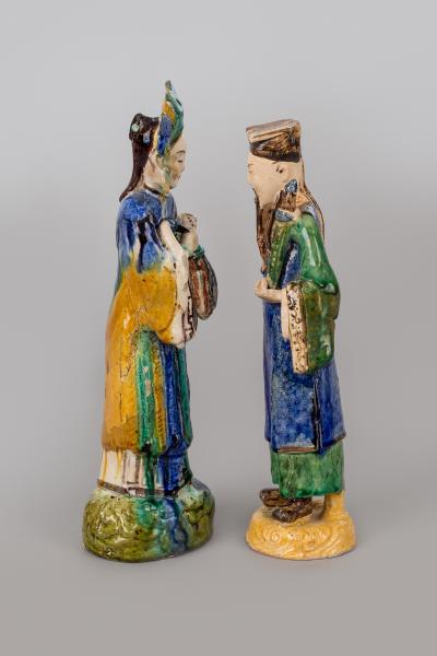 Pair Chinese Shiwan Ware Pottery Figures