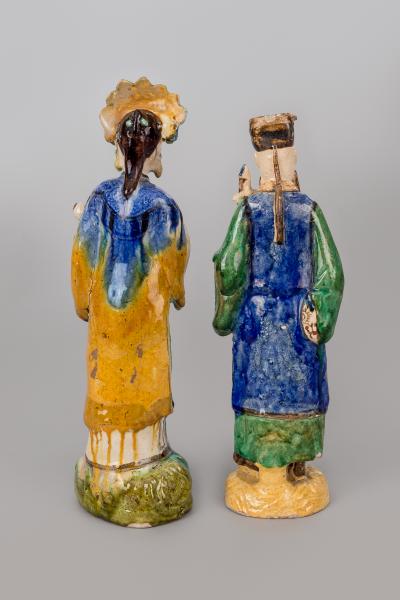 Pair Chinese Shiwan Ware Pottery Figures