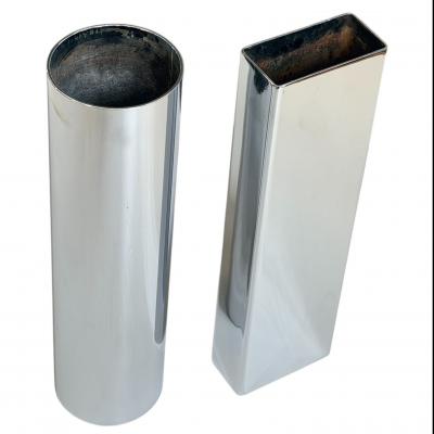 Pair Chrome Geometric Vases 1980