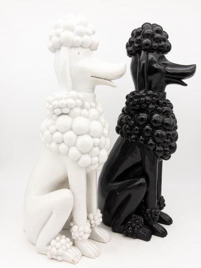 Pair Composite Poodles Late 20th Century