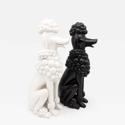 Pair Composite Poodles Late 20th Century