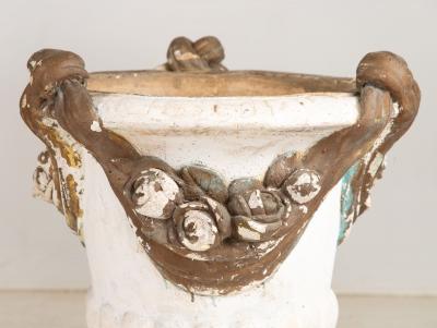 Pair Composite Terracotta Rococo Italian Urns Mid 20th C 