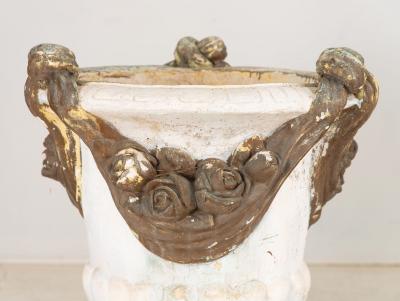 Pair Composite Terracotta Rococo Italian Urns Mid 20th C 